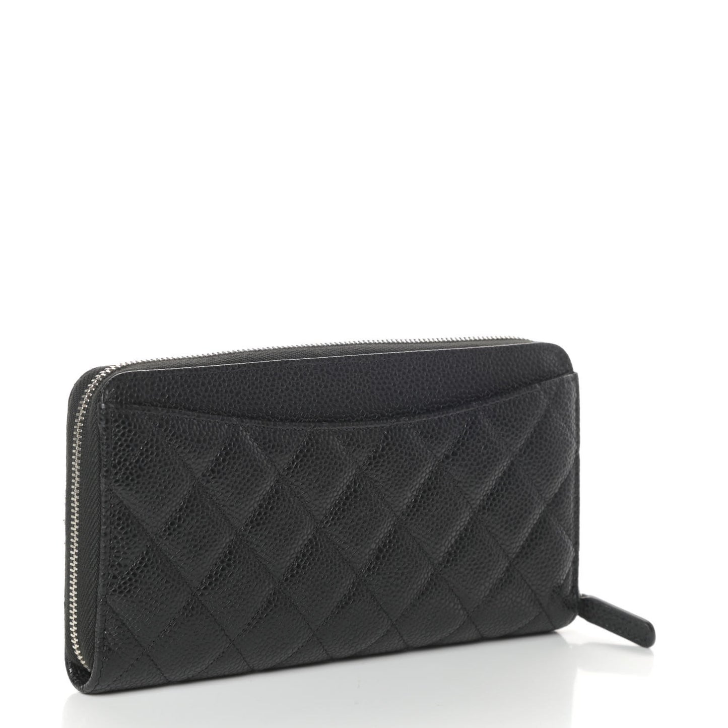Caviar Quilted Large Gusset Zip Around Wallet Black