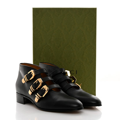 Gucci New Waxed Calfskin Buckle Hollywood Ankle Boots 40.5 Black 9 of 9