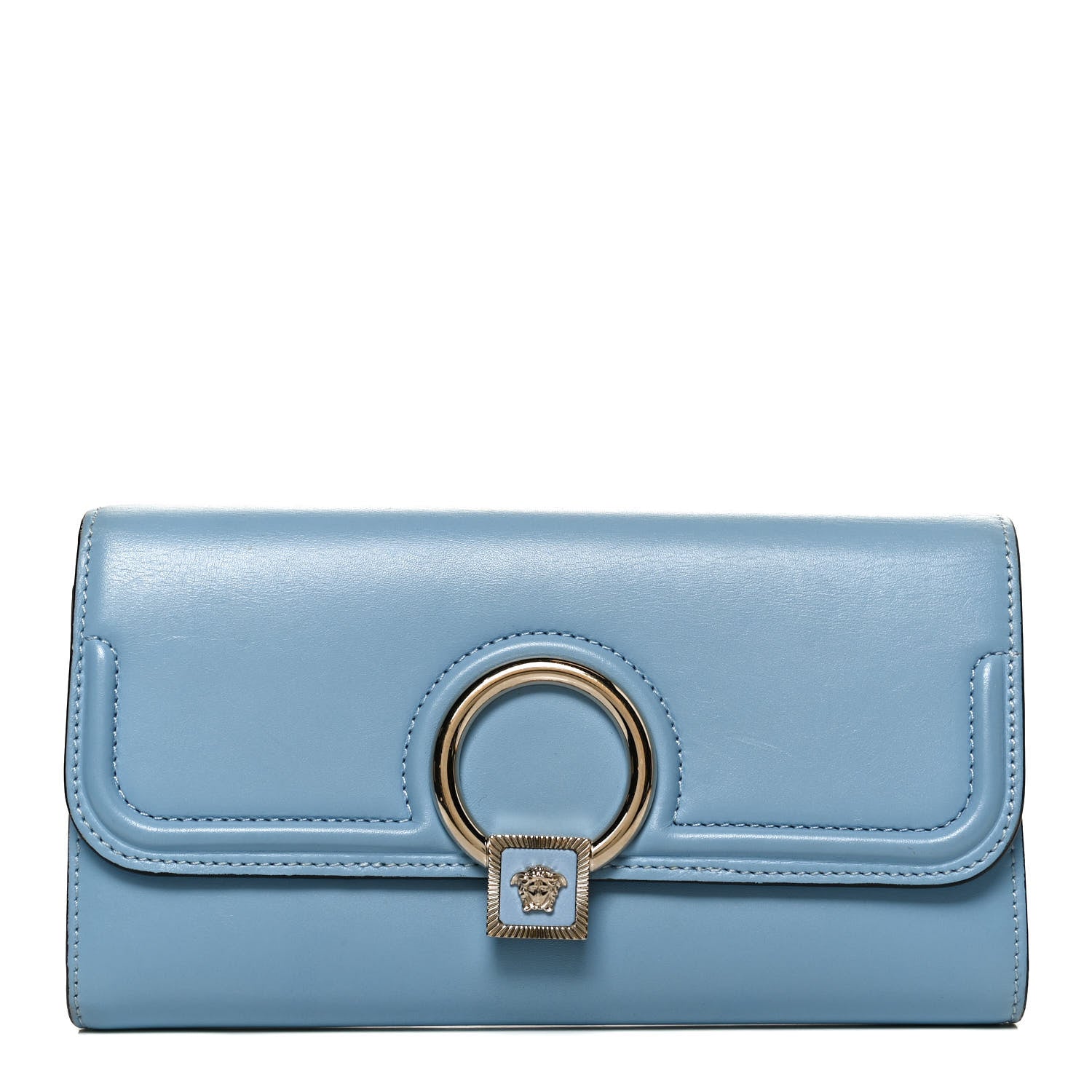 Versace Calfskin Small DV One Wallet Blue 1 of 10