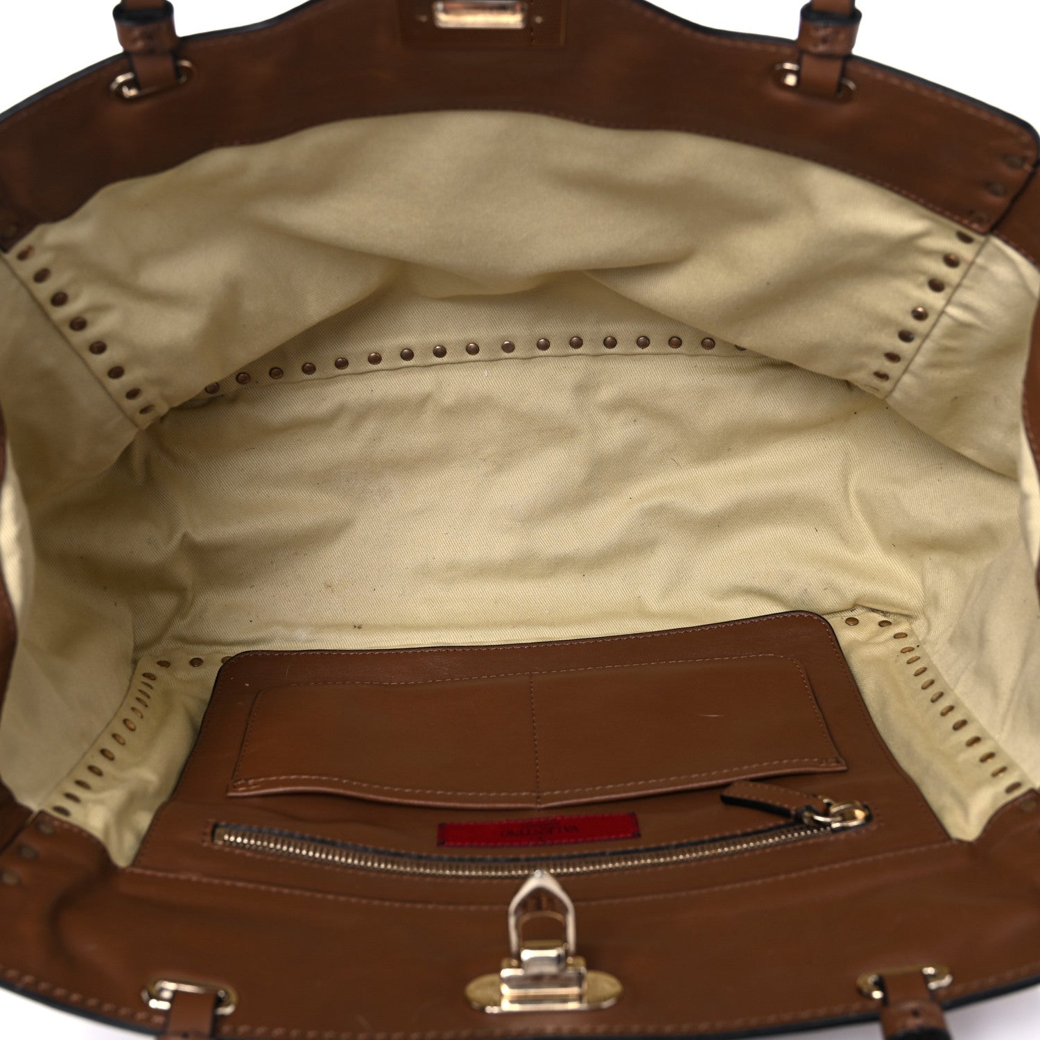 Valentino Garavani Vitello Medium Rockstud Tote Dark Noisette 5 of 21