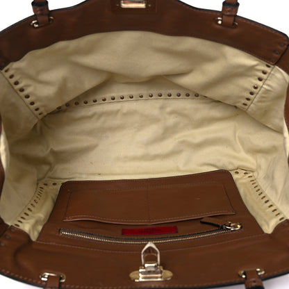 Valentino Garavani Vitello Medium Rockstud Tote Dark Noisette 5 of 21