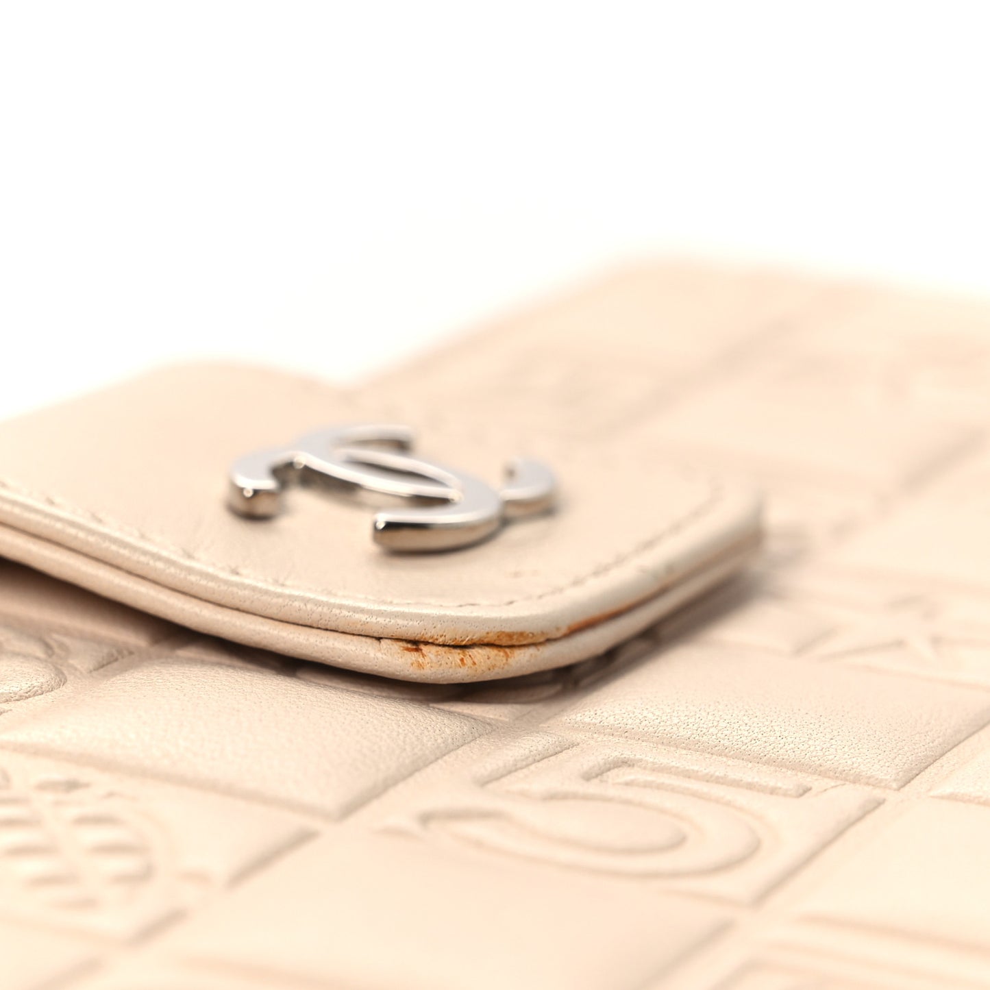 Calfskin Lucky Symbols French Wallet Light Beige