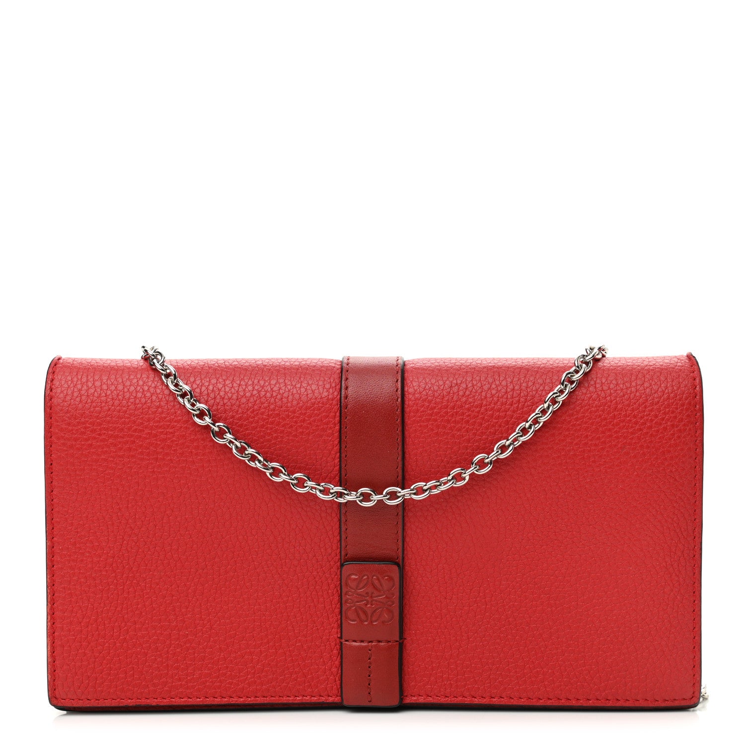 Loewe Grained Calfskin Chain Wallet Burnt Red 1 of 10