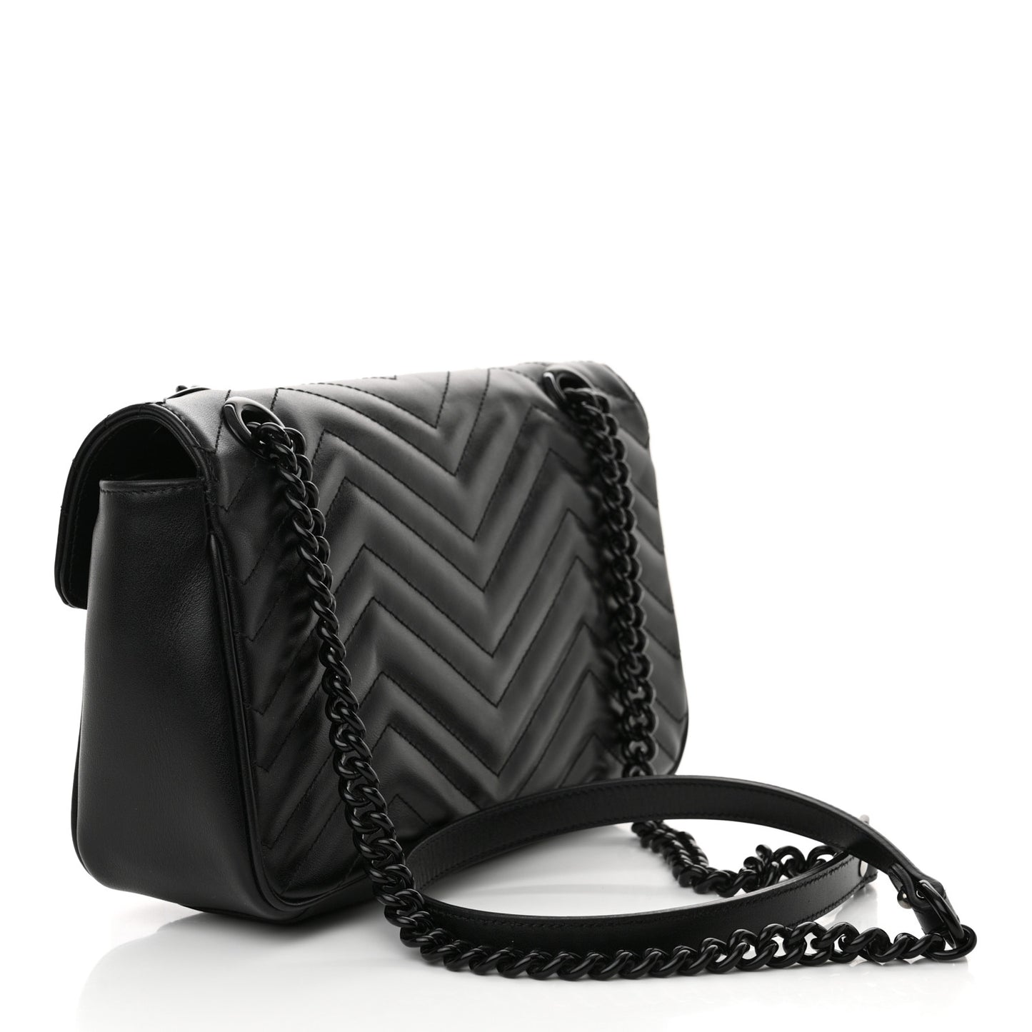 Calfskin Matelasse Monochrome Small GG Marmont Shoulder Bag Black