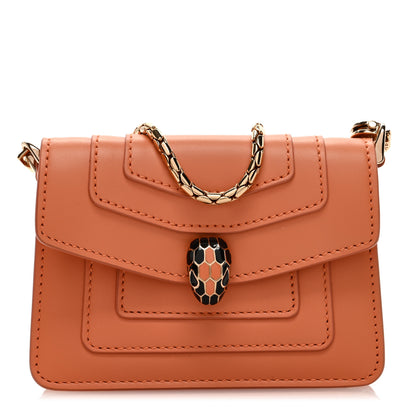 Bulgari Calfskin Serpenti Forever Miniature Bag Charm Coral 1 of 11