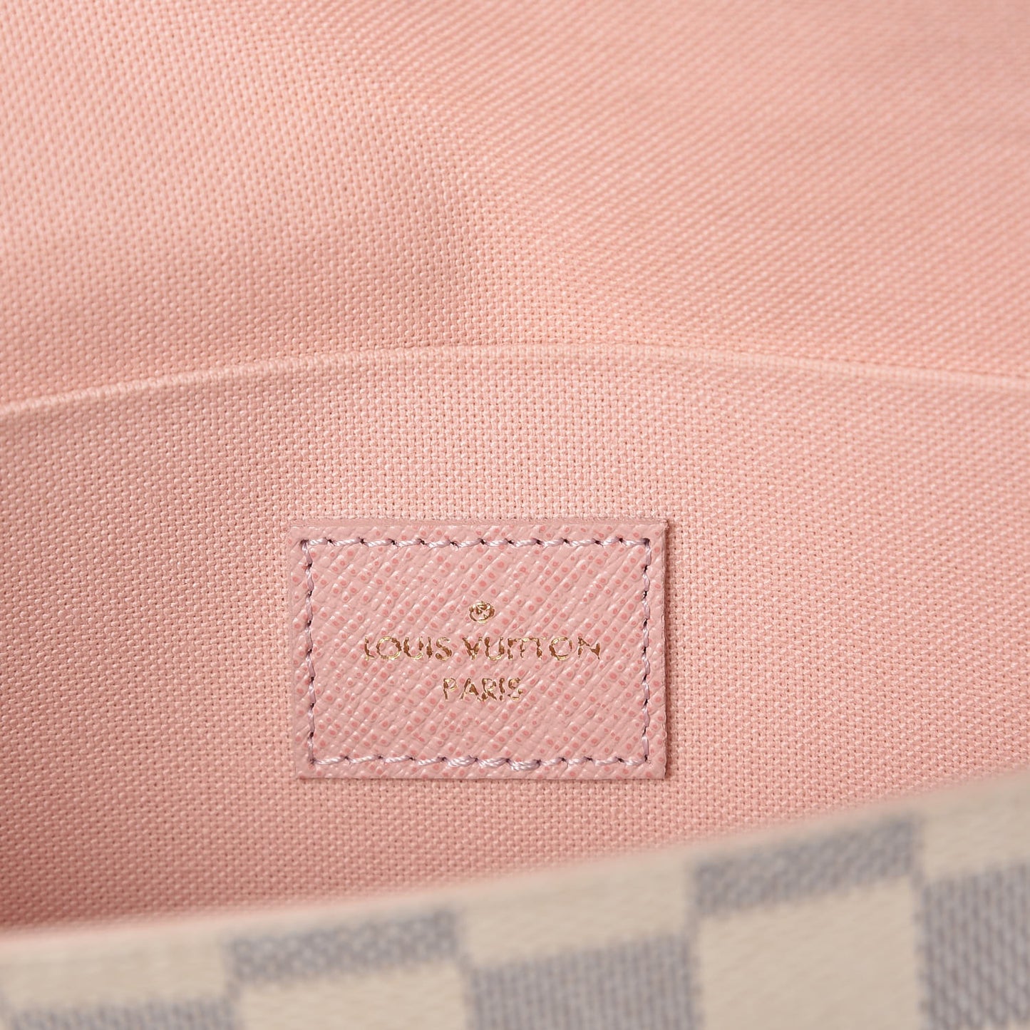 Damier Azur Pochette Felicie Chain Wallet Rose Ballerine