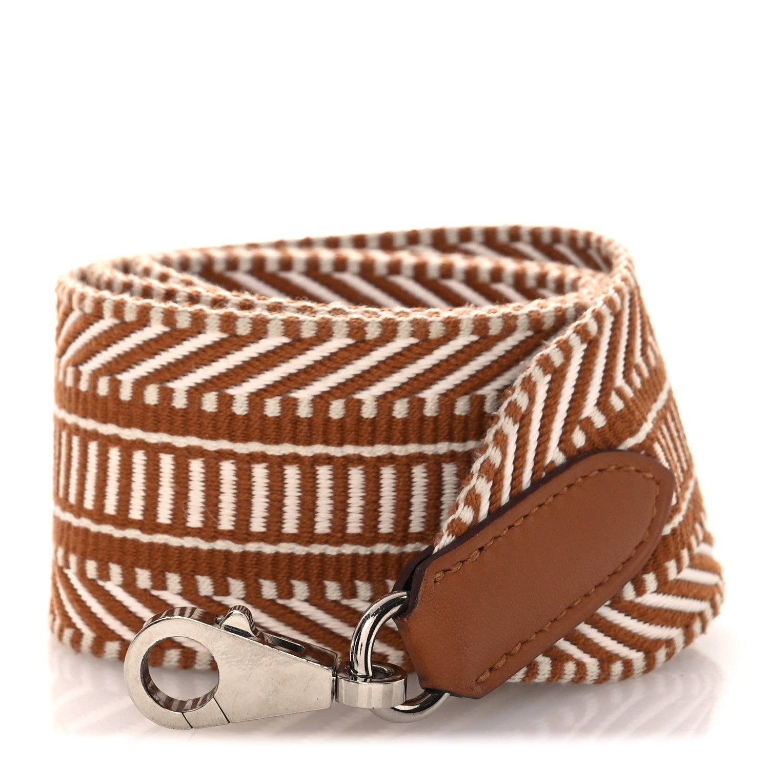 Hermes Toile Swift 50mm Sangle Cavale Shoulder Strap Ecru Beige Gold 1 of 5