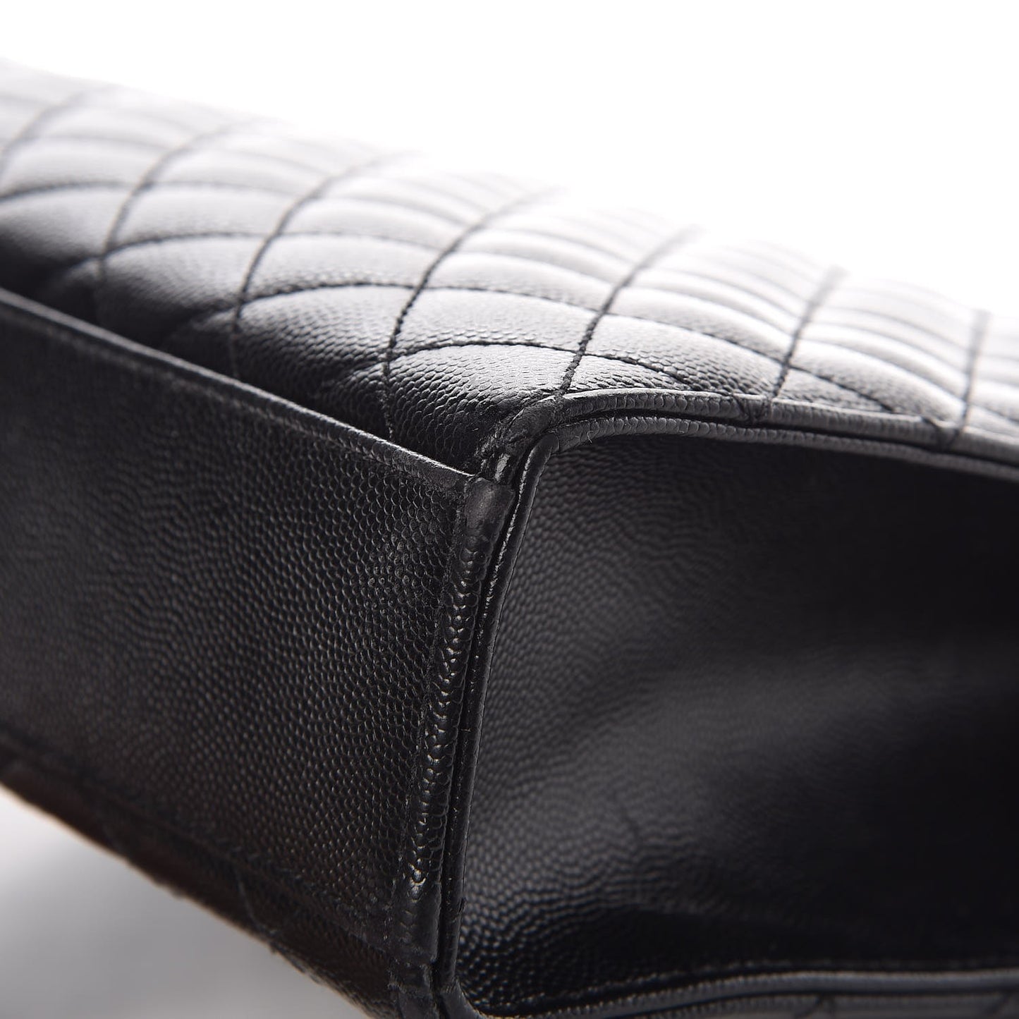 Grain De Poudre Textured Mixed Matelasse Large Triquilt Monogram Monochrome Satchel Black