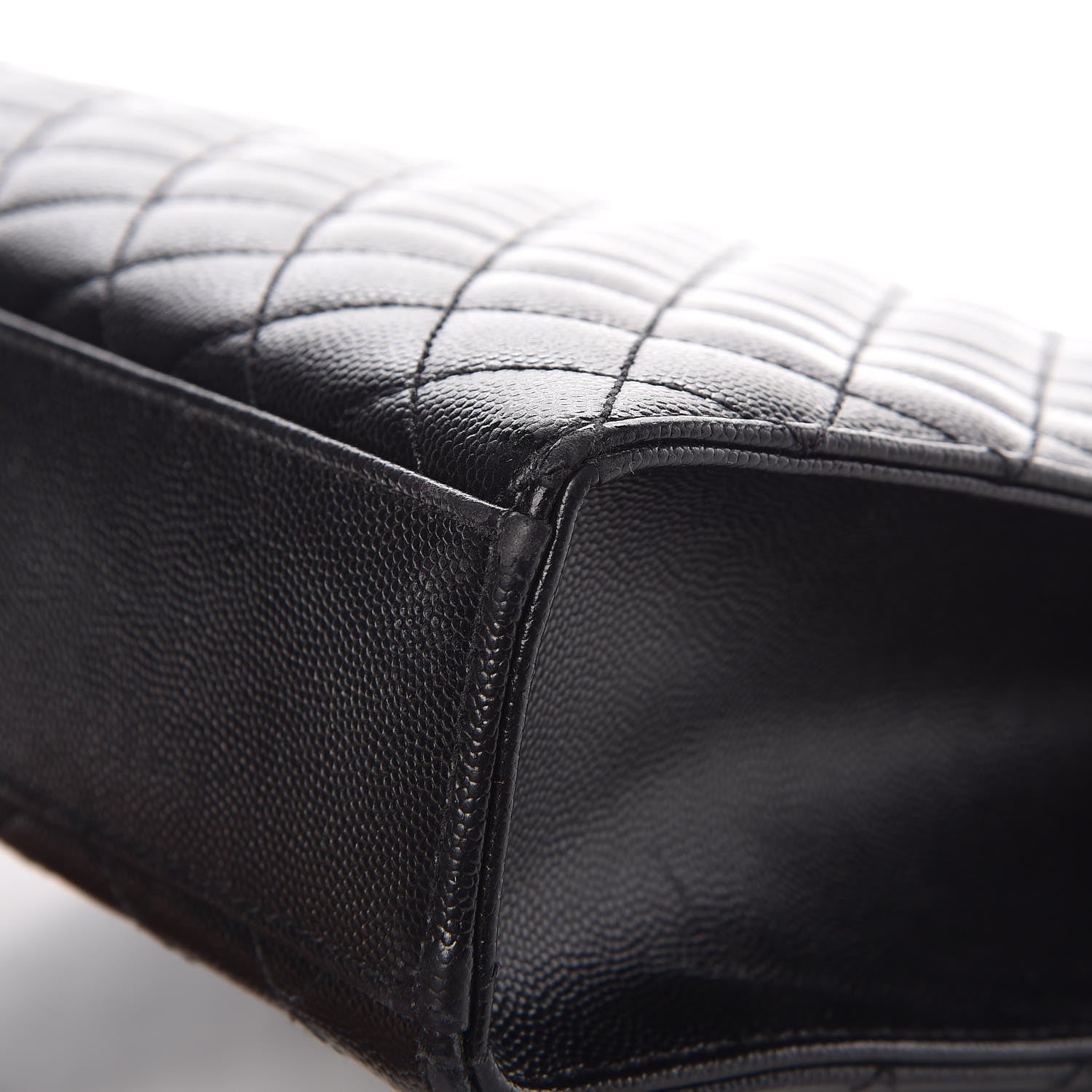 Saint Laurent Grain De Poudre Textured Mixed Matelasse Large Triquilt Monogram Monochrome Satchel Black 10 of 11