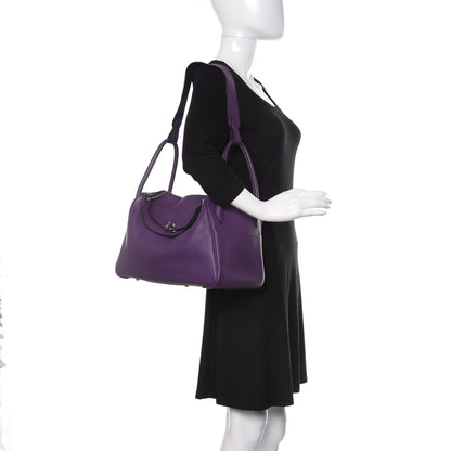 Hermes Taurillon Clemence Eclat Lindy 30 Ultraviolet Bleu Obscur 2 of 9