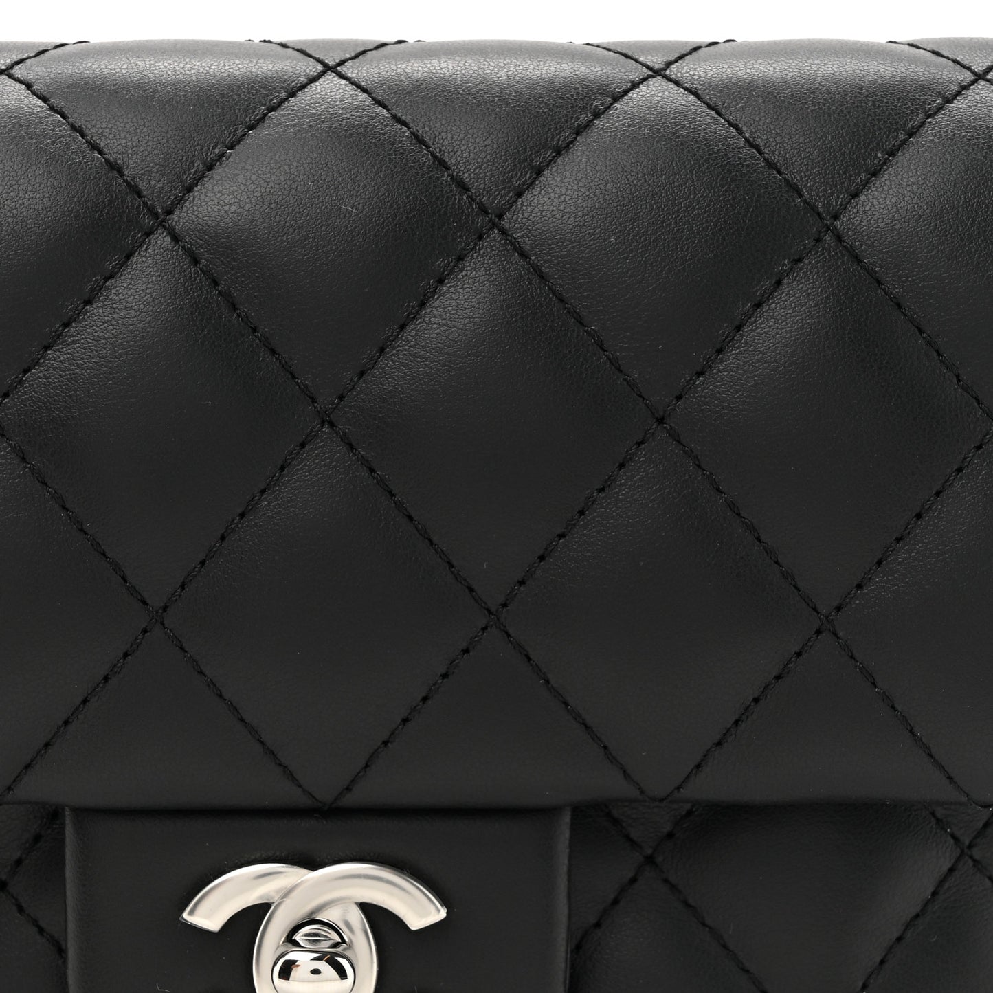 Calfskin Quilted CC Uniform Flap Belt Bag Black