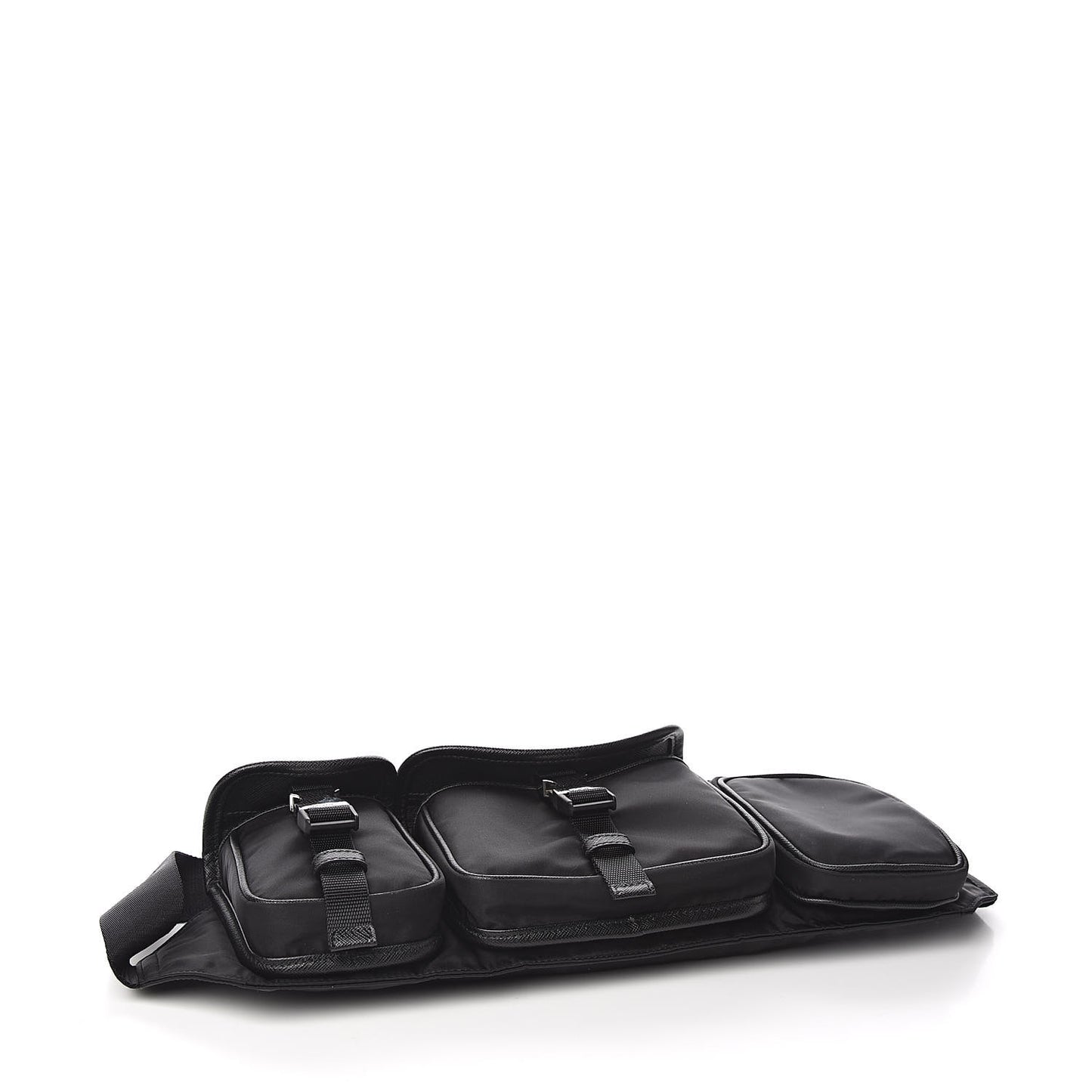 Tessuto Nylon Saffiano Marsupio Triple Pocket Belt Bag Black