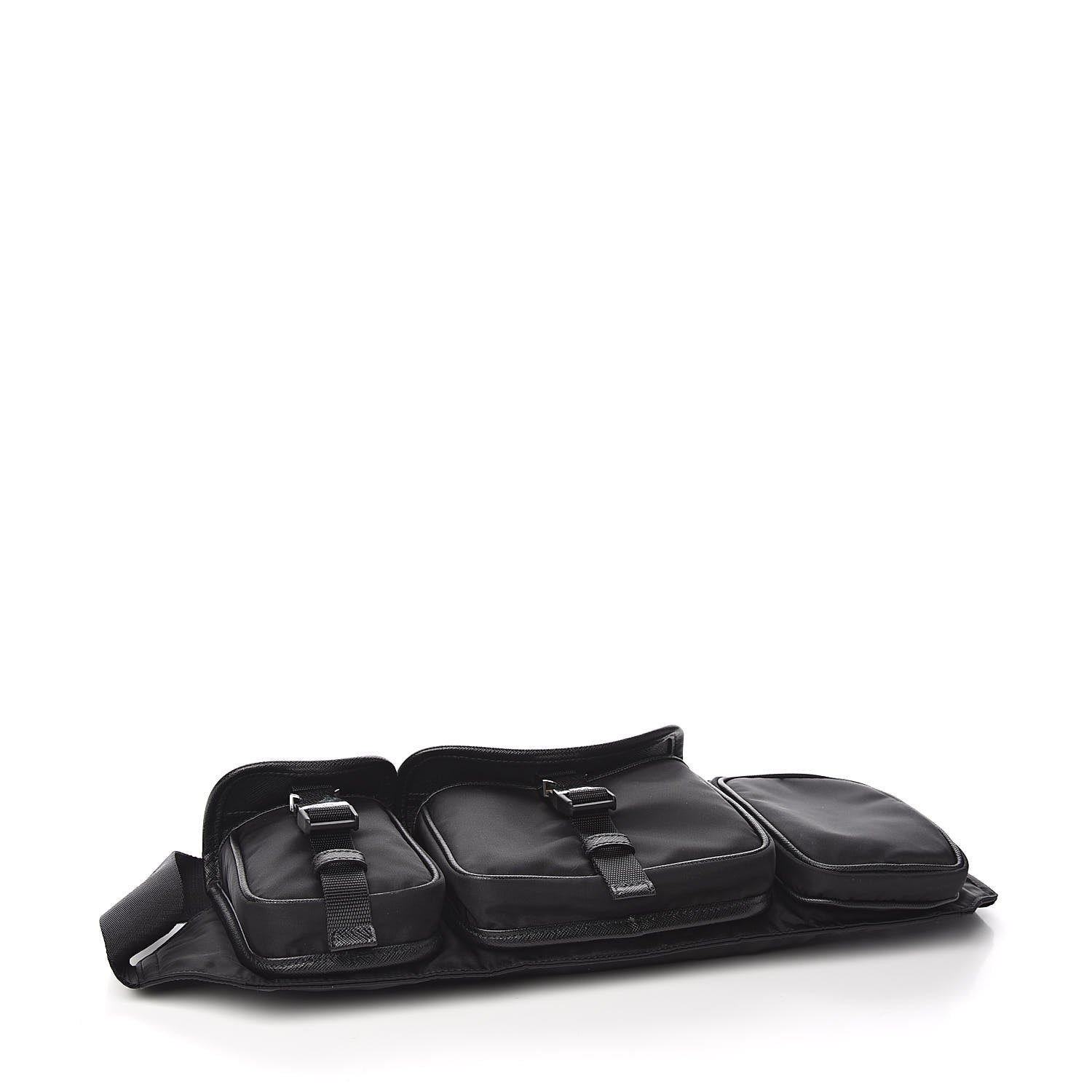 Prada Tessuto Nylon Saffiano Marsupio Triple Pocket Belt Bag Black 4 of 12