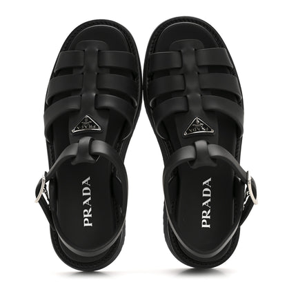 Prada Foam Rubber Triangle Logo Platform Cage Sandals 39 Black 2 of 9