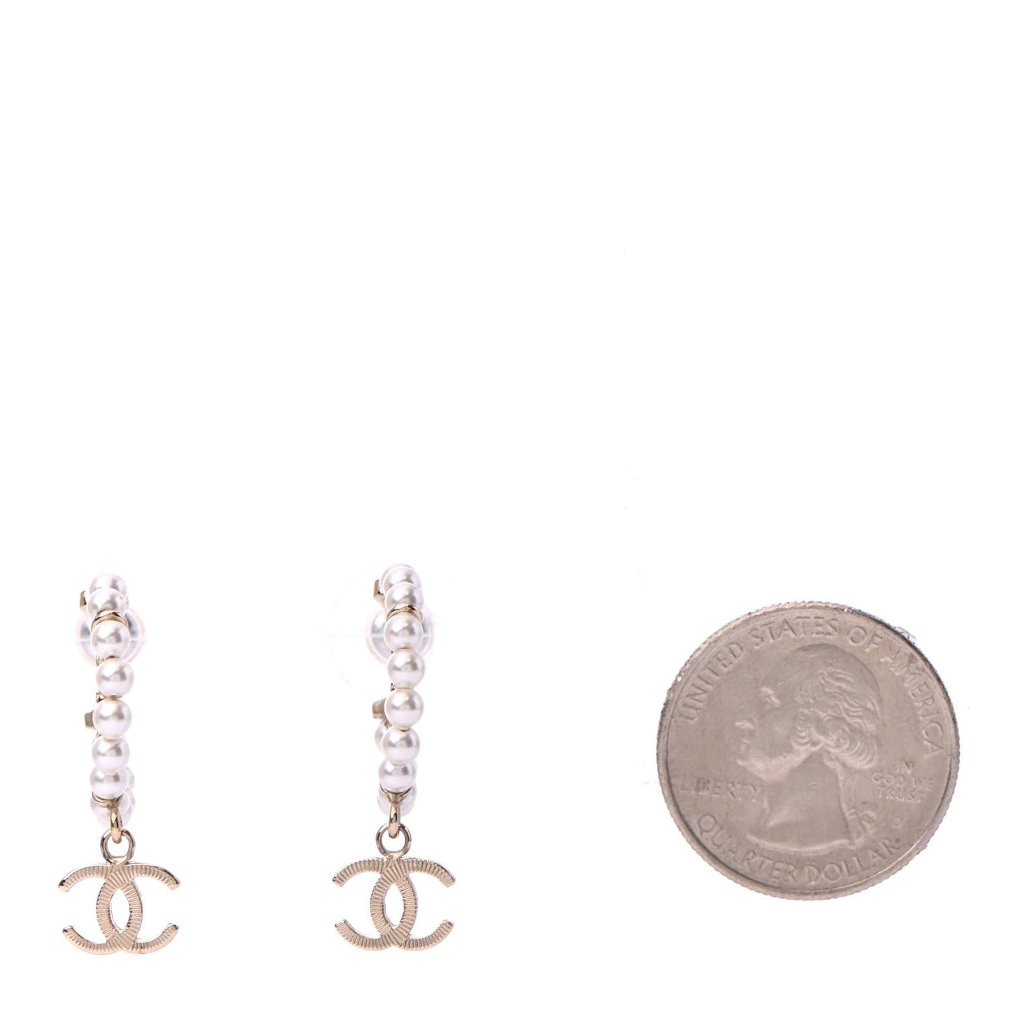 Pearl Charms CC Hoop Earrings Gold