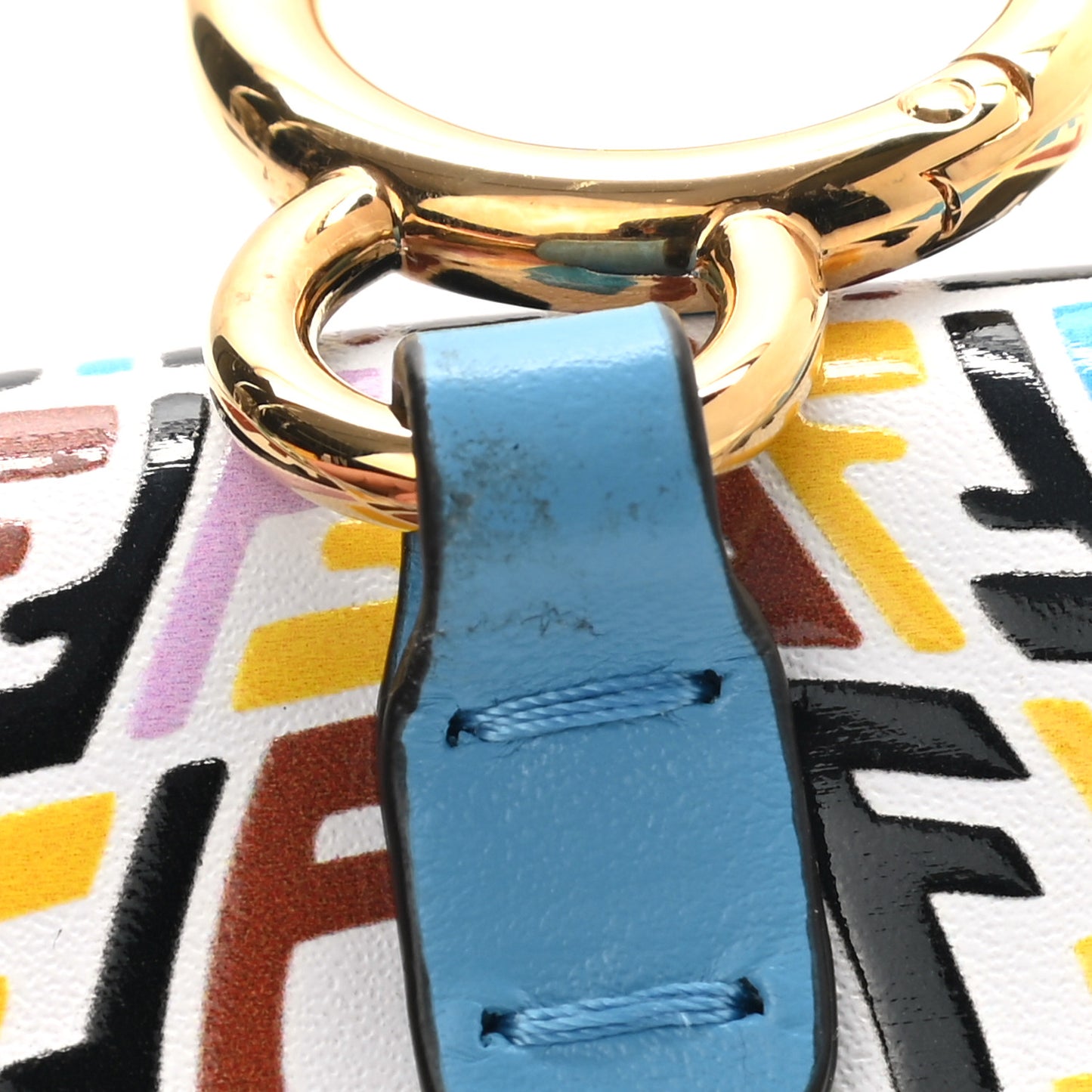 X SARAH COLEMAN Vitello Liberty Ceylon Micro FF Fish Eye Embossed Nano Baguette Charm Multicolor Cyber Blue