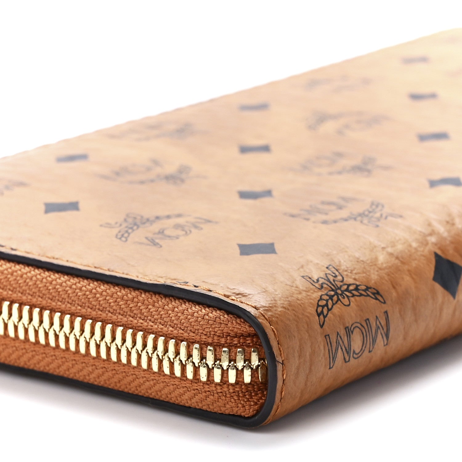 MCM Visetos Large Zip Around Wallet Cognac 10 of 11