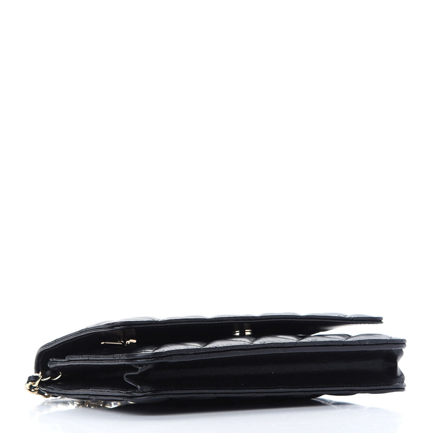 Lambskin Quilted Coco Bow Wallet On Chain WOC Black