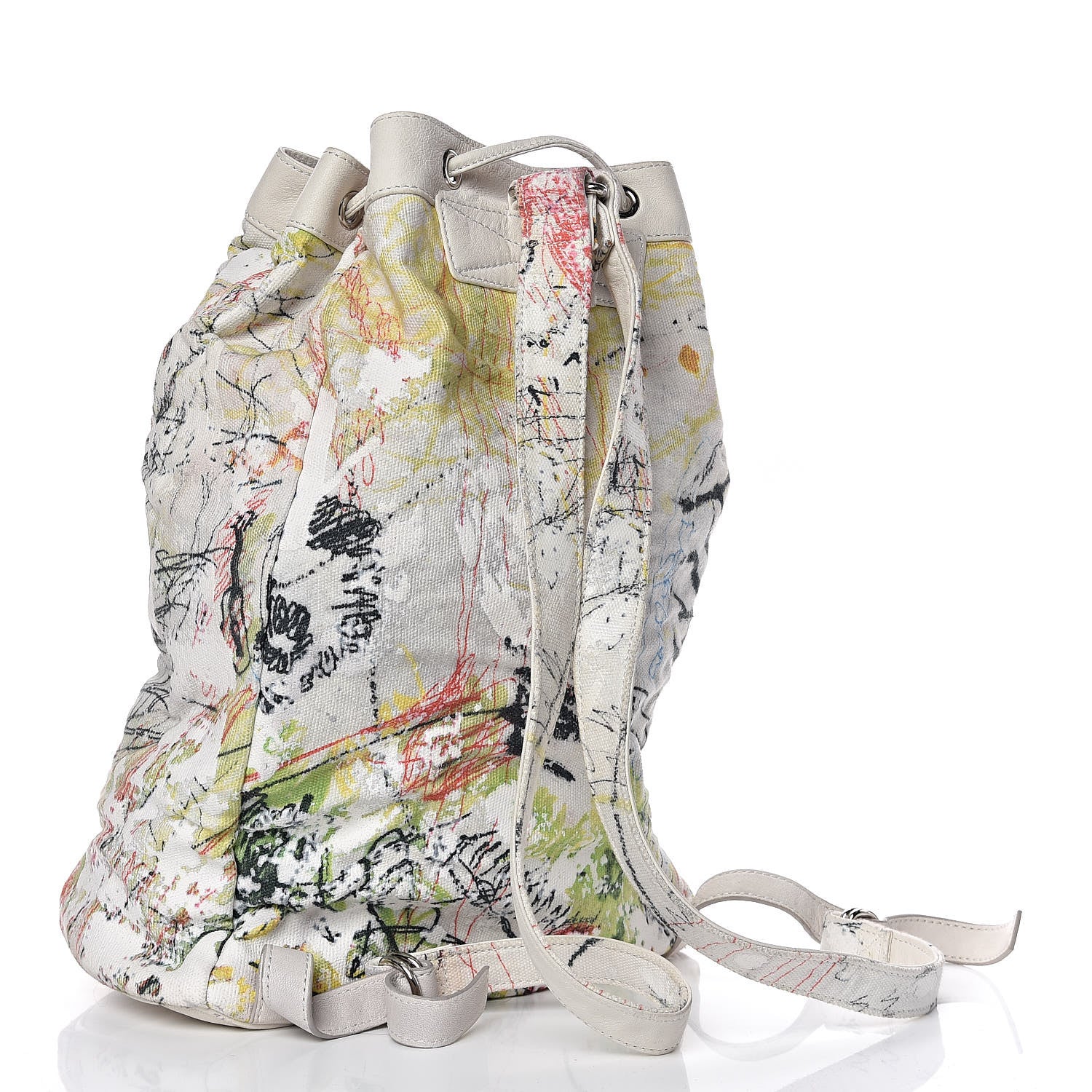Alexander Wang Canvas Painted Walker Doodle Print Bucket Backpack Multicolor 3 of 13