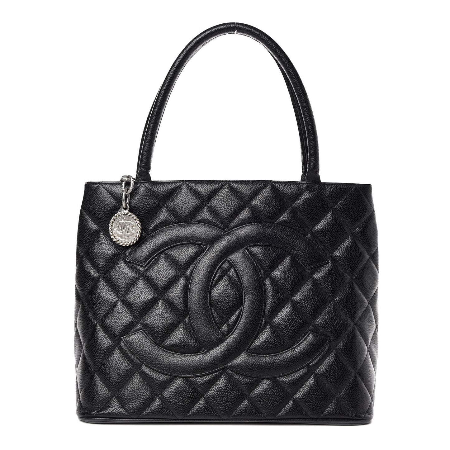 Caviar Quilted Medallion Tote Black