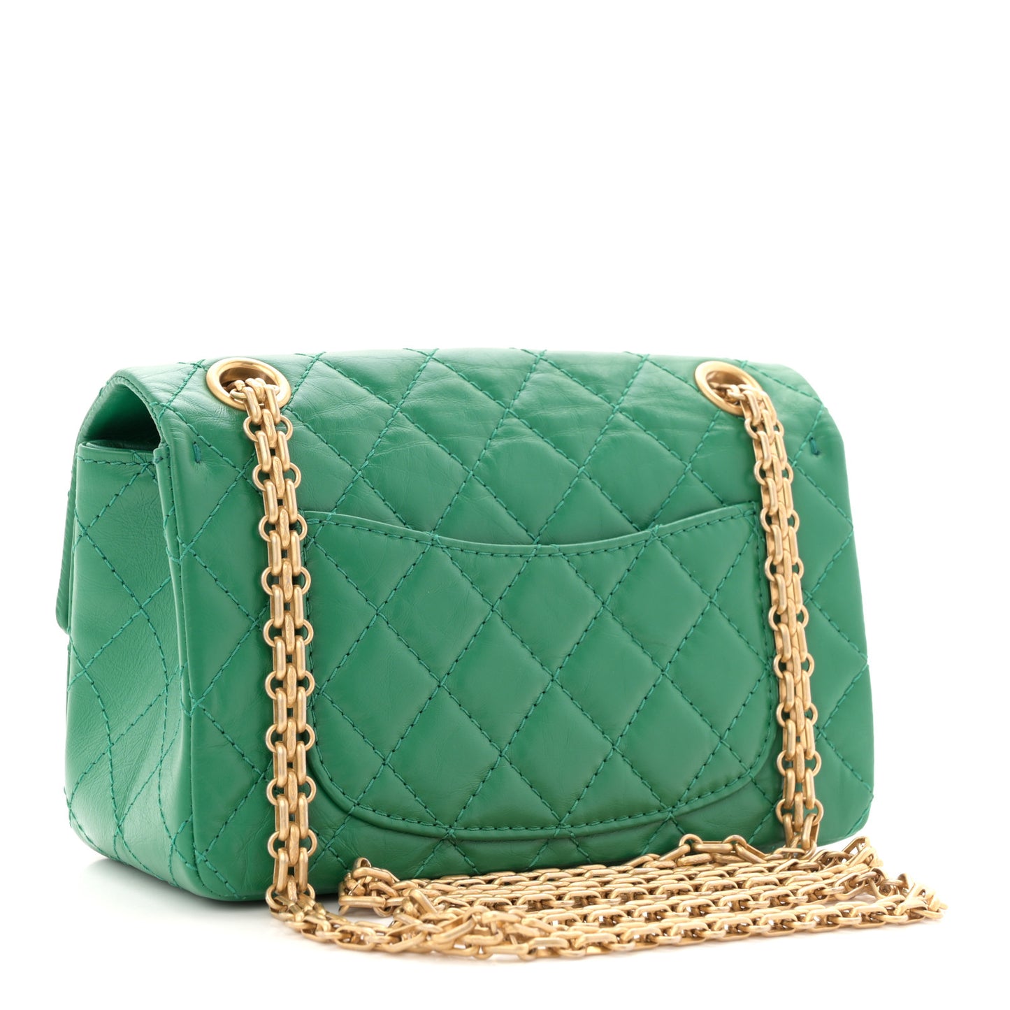 Aged Calfskin Quilted 2.55 Reissue Mini Flap Green