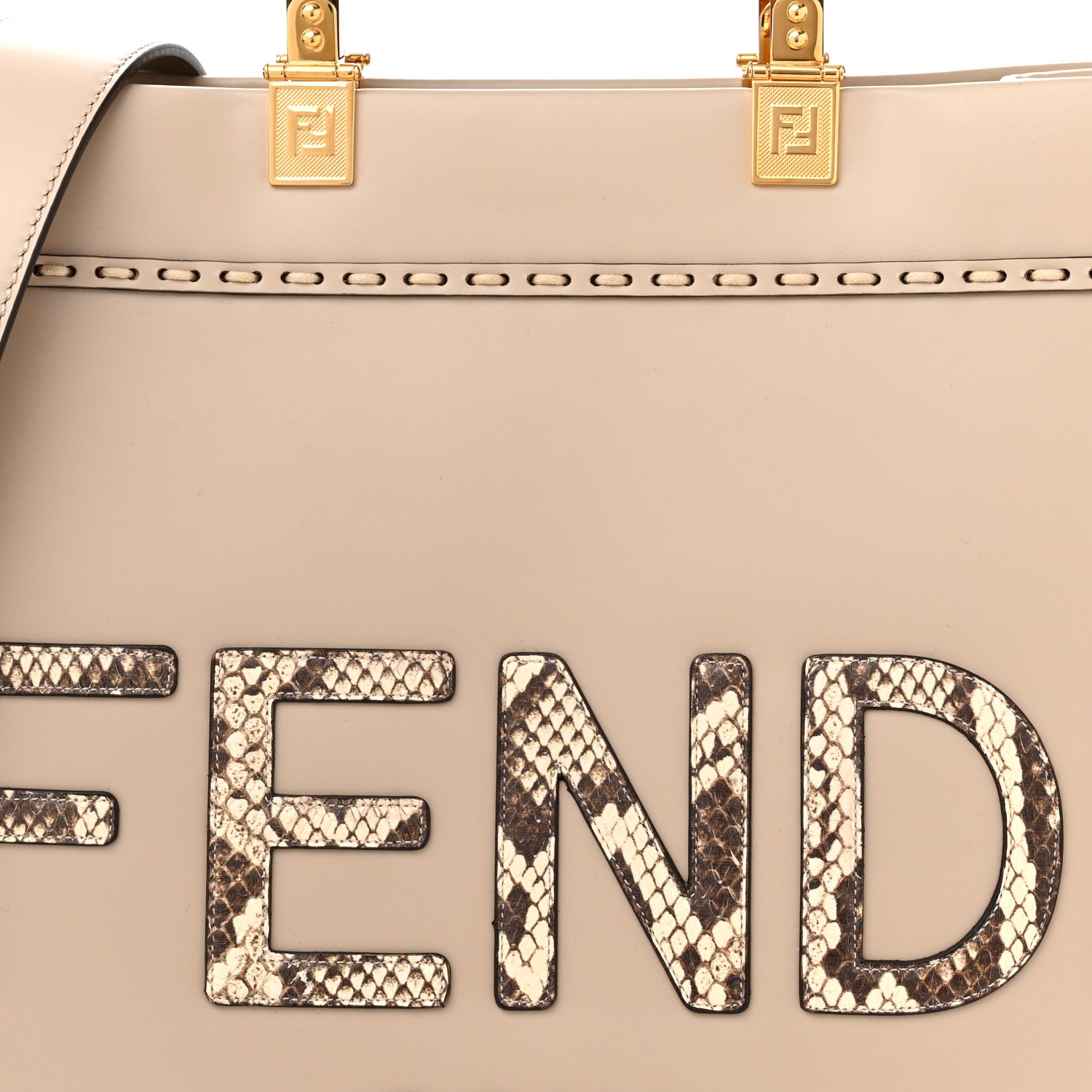 Fendi Vitello King Plexiglass Elaphe Python Print Logo Medium Fendi Sunshine Shopper Tote Nuvola Daisy Roccia 7 of 10