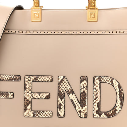 Fendi Vitello King Plexiglass Elaphe Python Print Logo Medium Fendi Sunshine Shopper Tote Nuvola Daisy Roccia 7 of 10