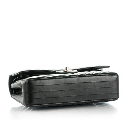 Chanel Lambskin Chevron Quilted Medium Double Flap Black 5 of 9
