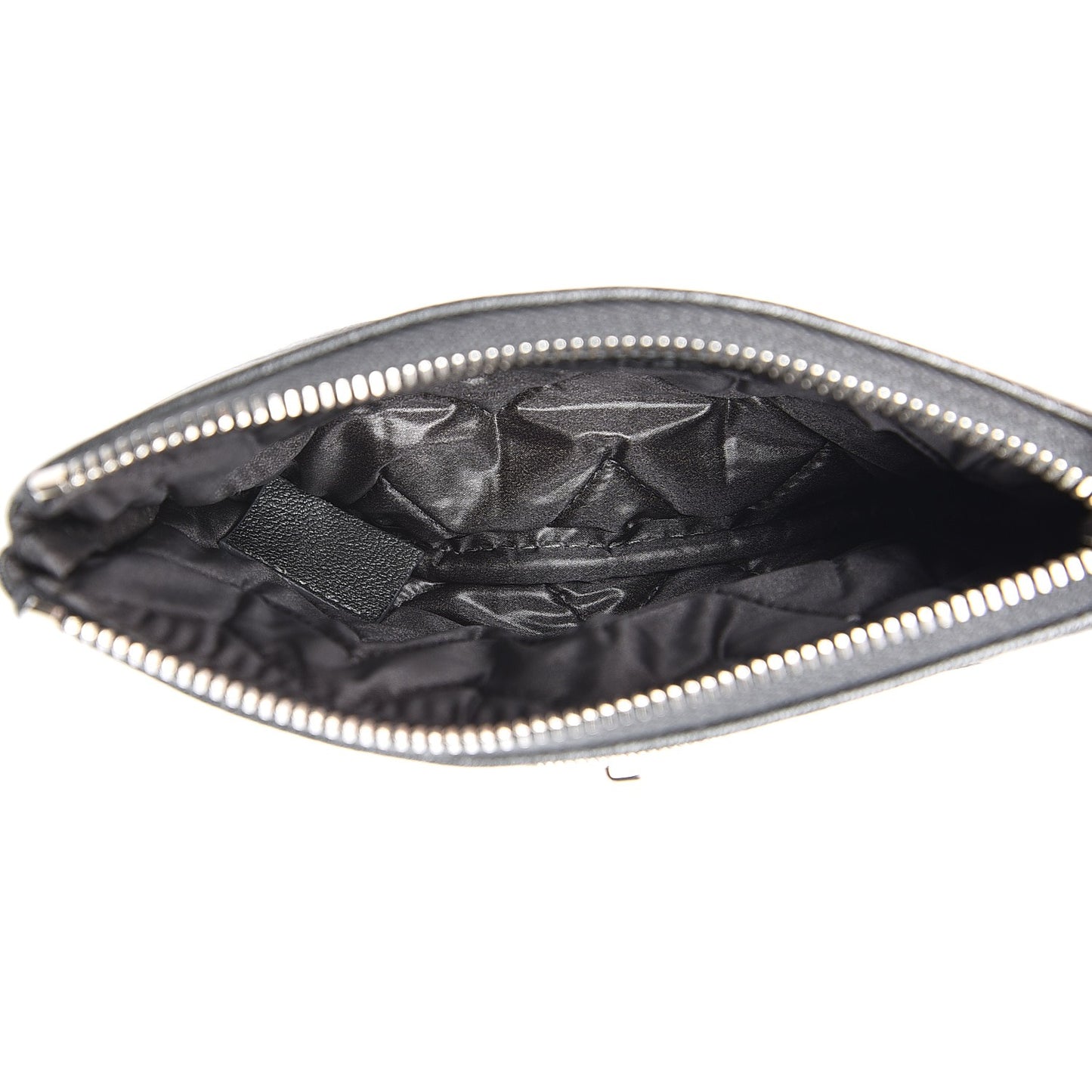 Metallic Sheepskin Quilted Small Pouch Dark Silver