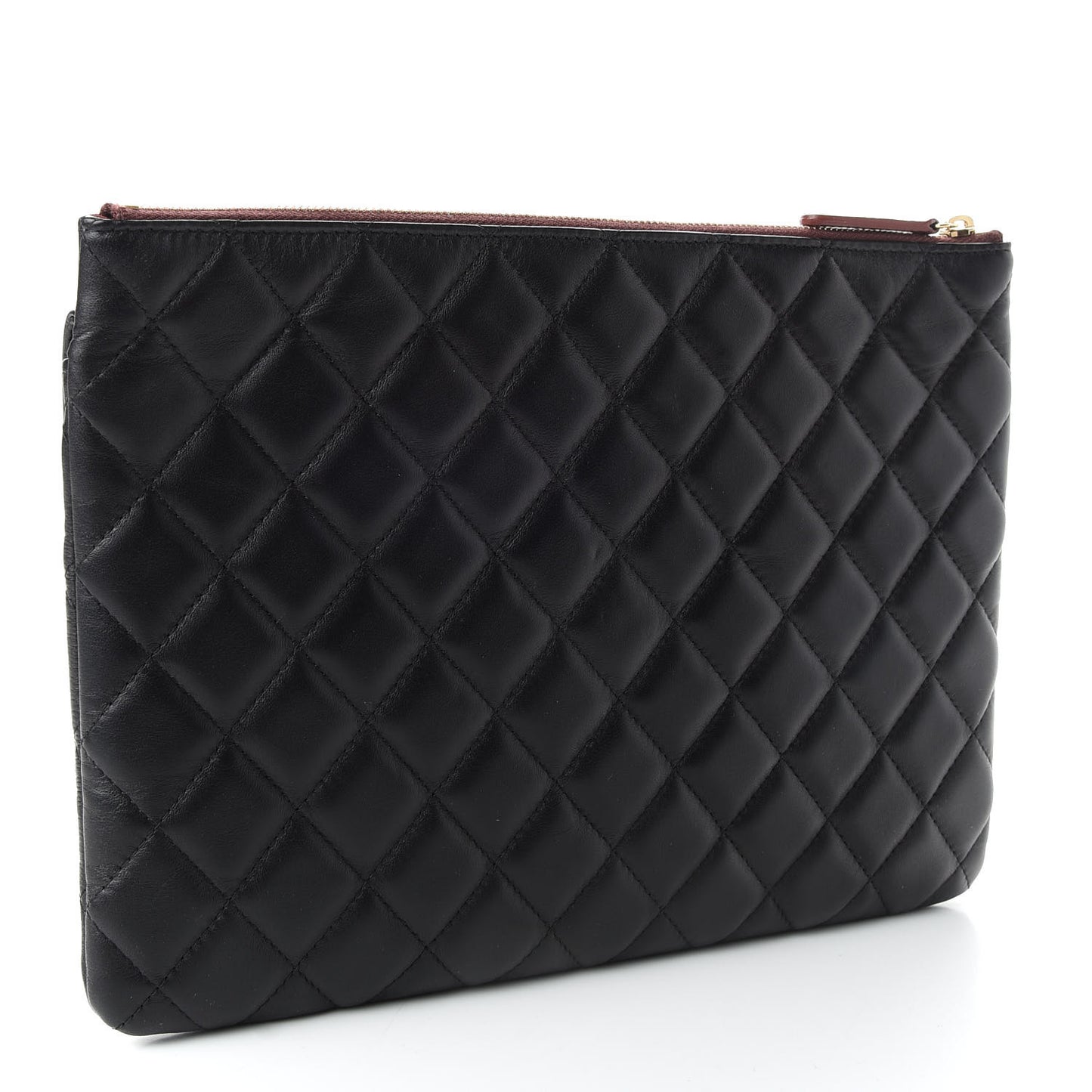 Lambskin Quilted Medium Flap Cosmetic Case Black