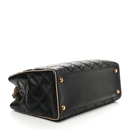 Chanel Lambskin Quilted Small Portobello Tote Black Beige 4 of 12