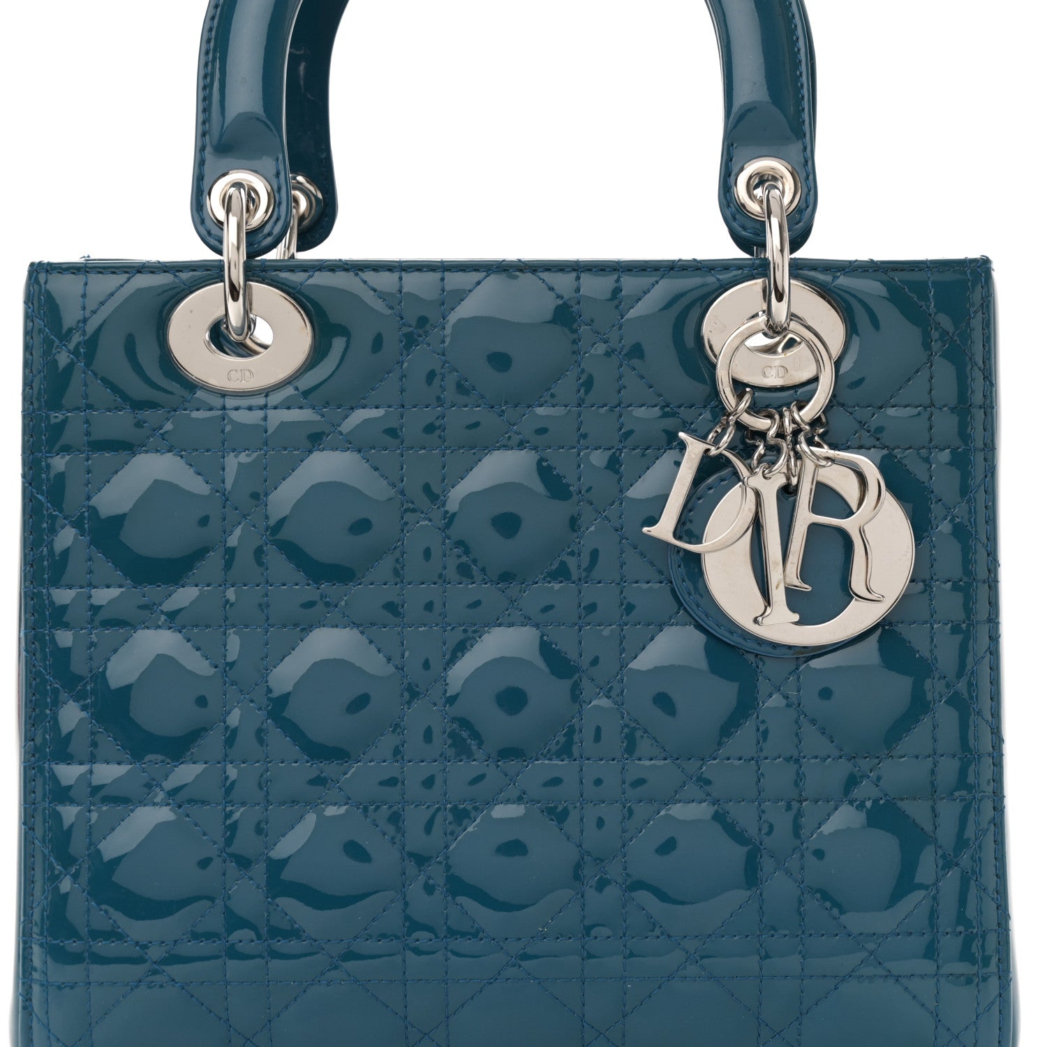 Christian Dior Patent Cannage Medium Lady Dior Blue 8 of 10