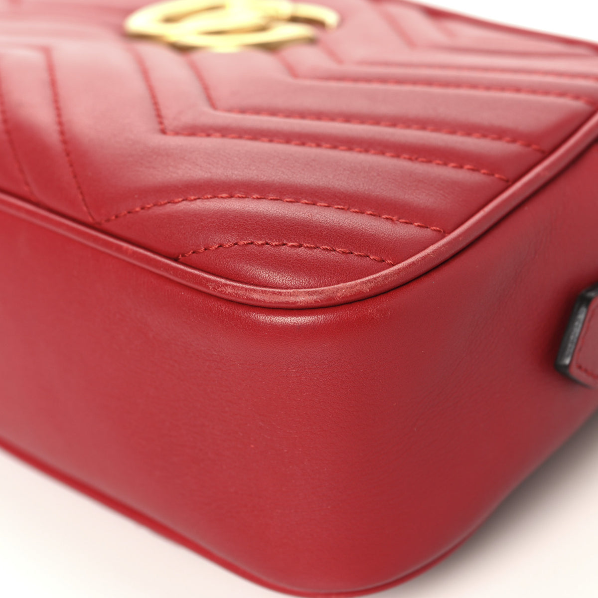 Gucci Calfskin Matelasse Small GG Marmont Chain Shoulder Bag Hibiscus Red 10 of 13
