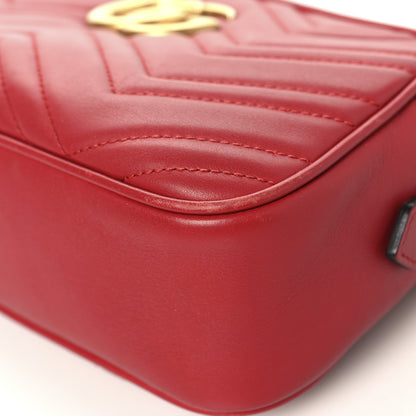 Gucci Calfskin Matelasse Small GG Marmont Chain Shoulder Bag Hibiscus Red 10 of 13