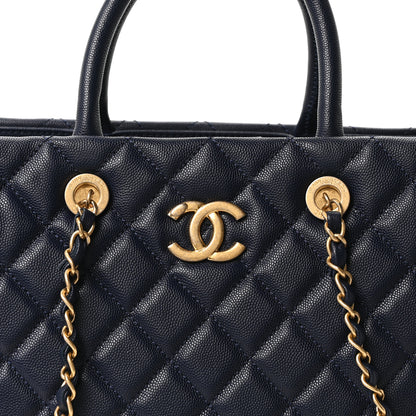 Chanel Caviar Quilted Large Coco Handle Shopping Tote Navy 8 of 10