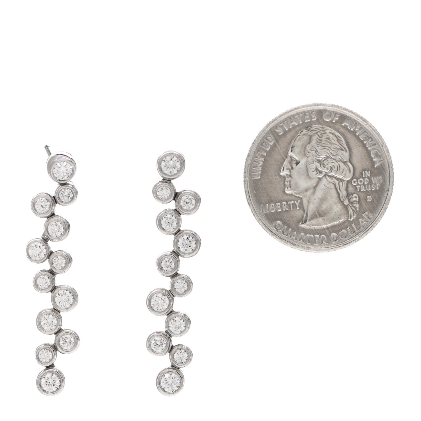 Platinum Diamond Bubble Drop Earrings