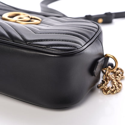 Gucci Calfskin Matelasse Small GG Marmont Chain Shoulder Bag Black 10 of 11