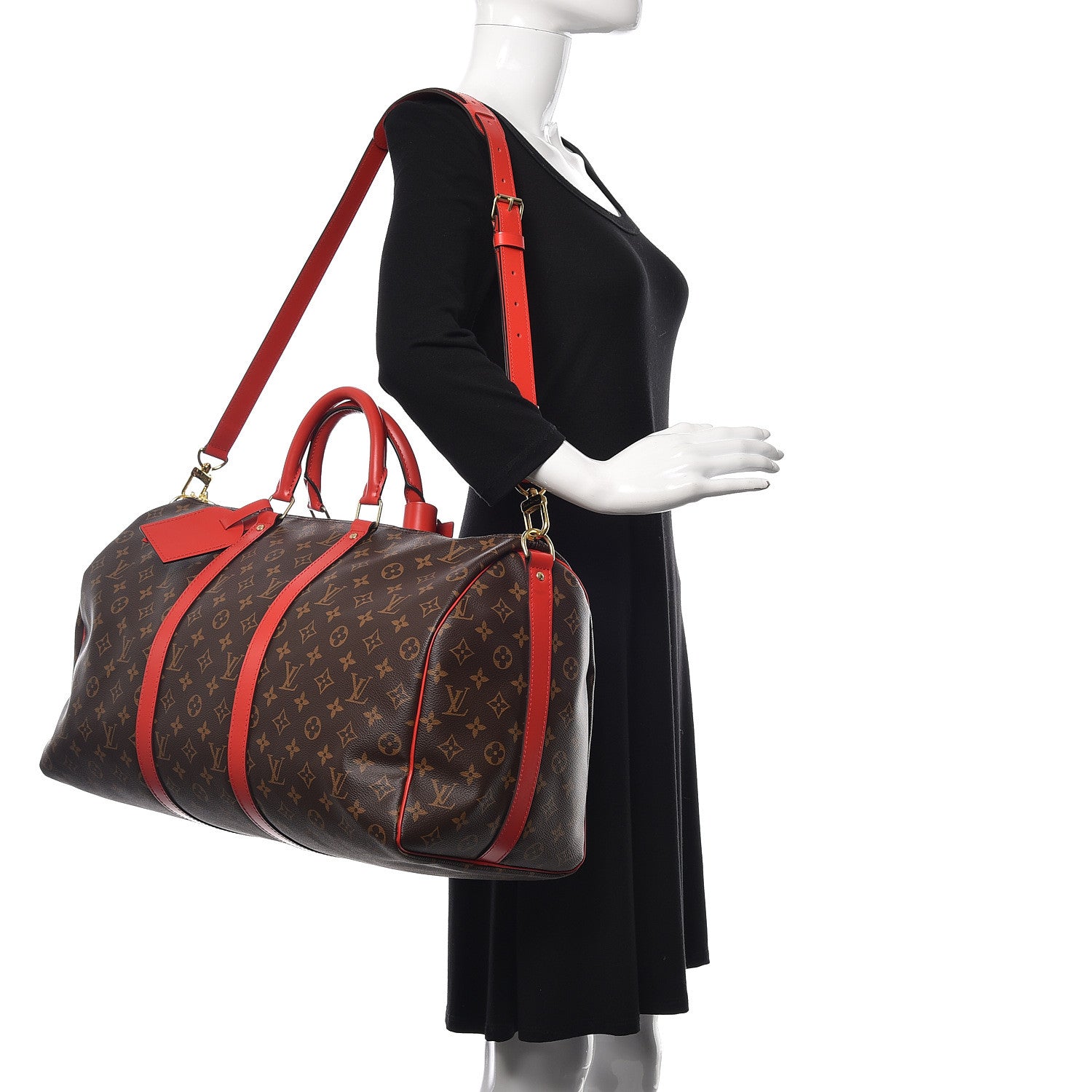 Louis Vuitton Calfskin Monogram Keepall Bandouliere 50 Coquelicot 2 of 9