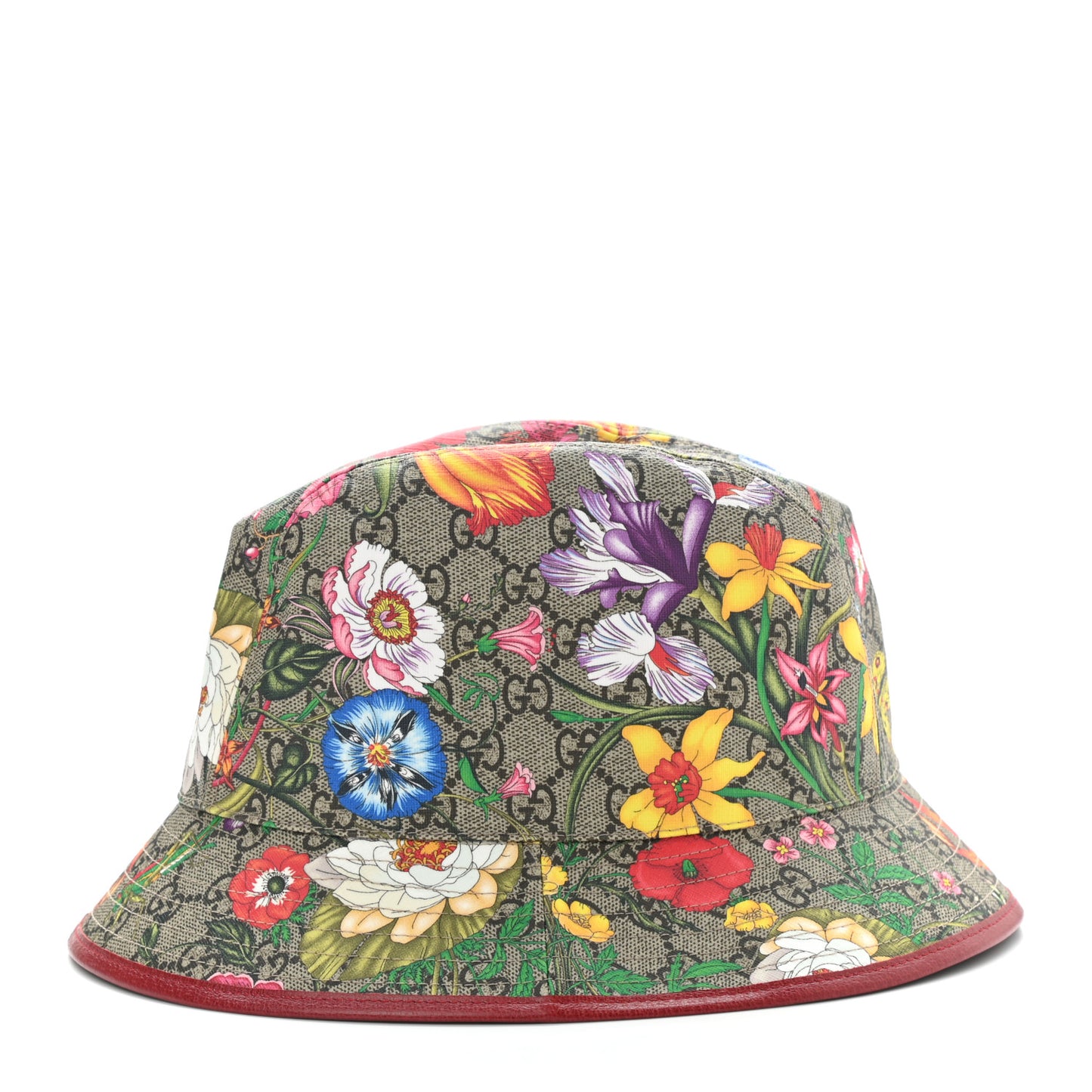 GG Supreme Monogram Flora Fedora Hat M Red