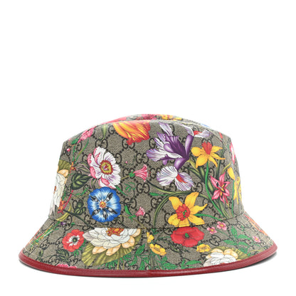 Gucci GG Supreme Monogram Flora Fedora Hat M Red 4 of 8