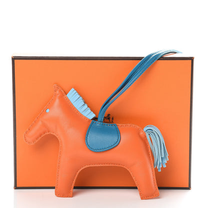 Hermes Milo Lambskin Grigri Rodeo Horse Bag Charm GM Feu Celeste Bleu Izmir 5 of 5