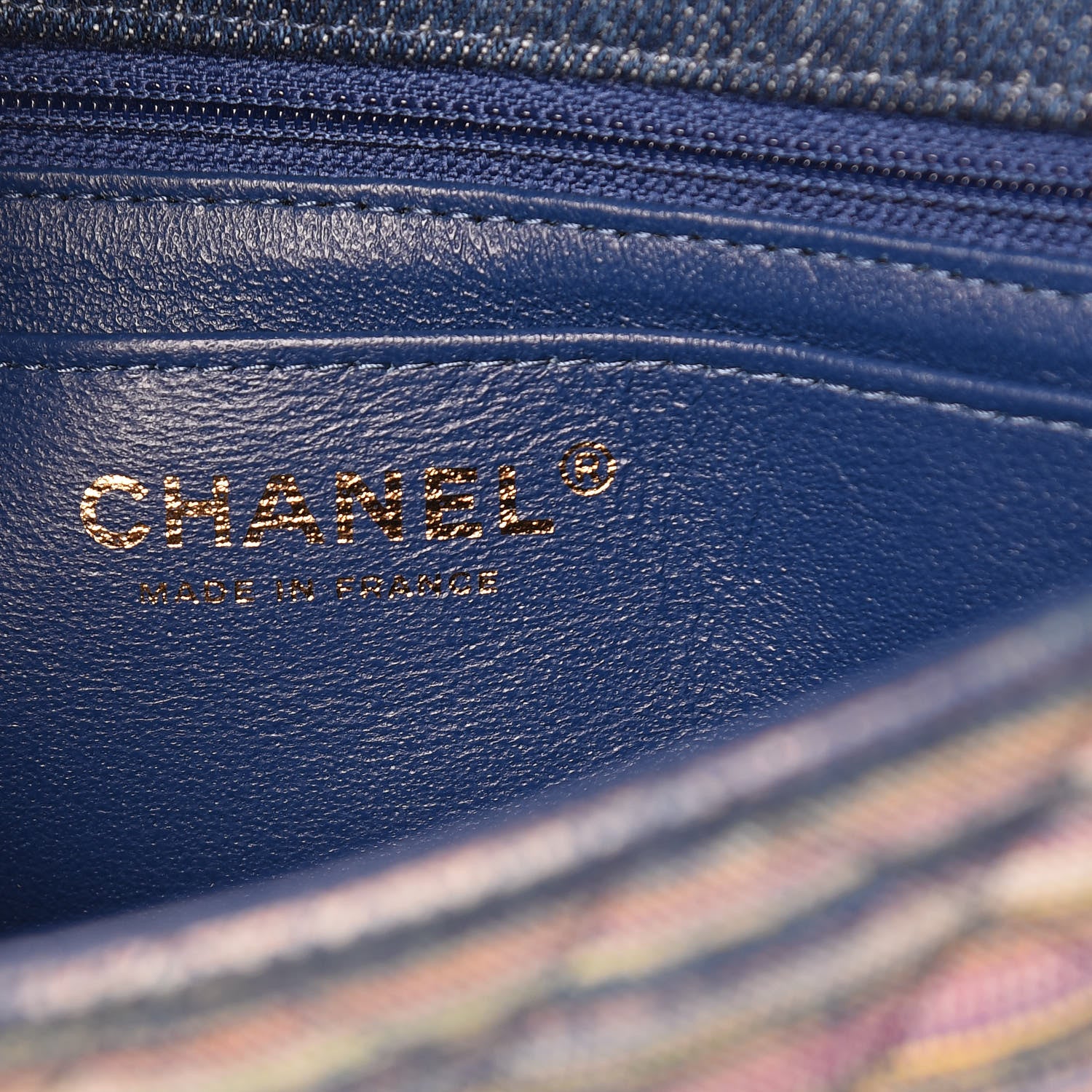 Chanel Denim Mini Rectangular Flap Bag Navy Yellow Purple Green 8 of 10