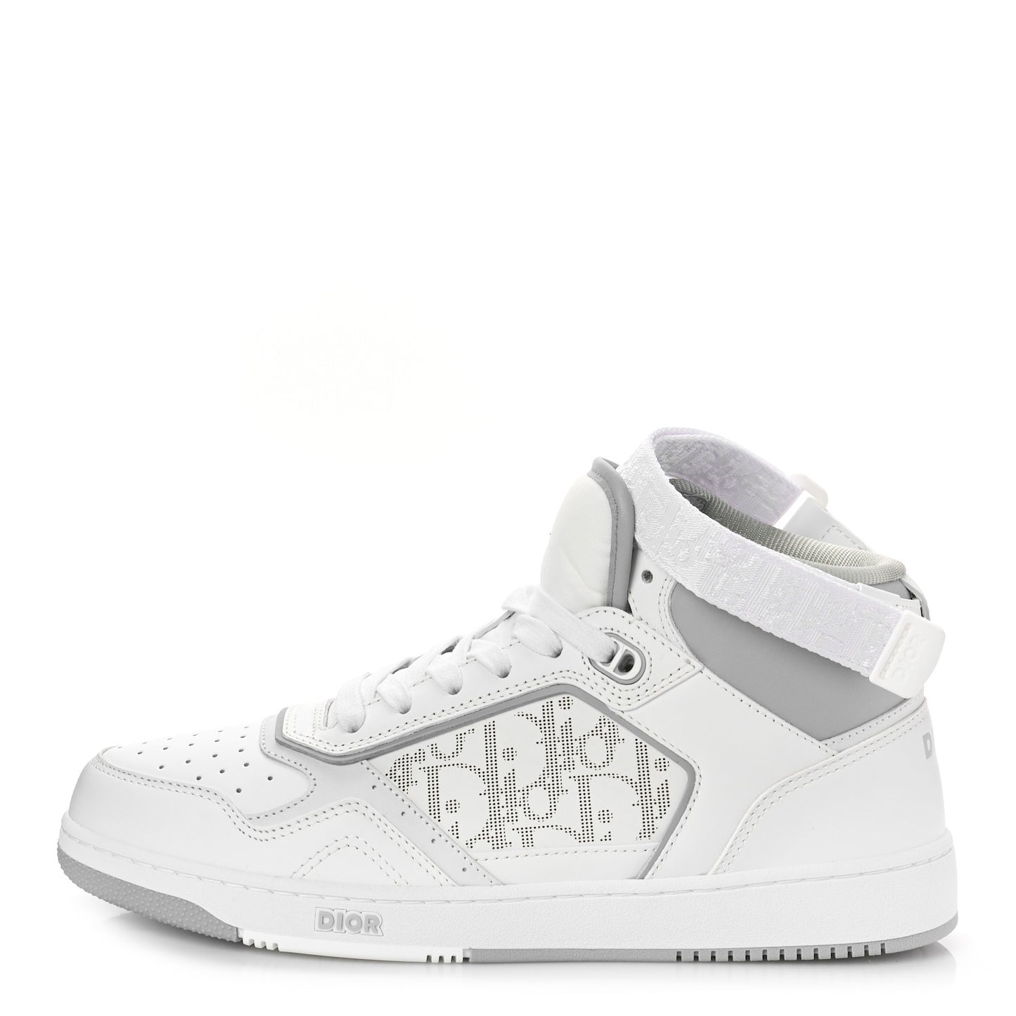 Smooth Calfskin Oblique Galaxy Perforated Mens B27 Mid Top Sneakers 41 White Grey