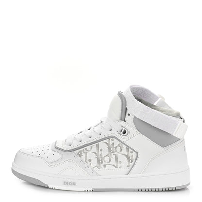 Christian Dior Smooth Calfskin Oblique Galaxy Perforated Mens B27 Mid Top Sneakers 41 White Grey 1 of 9