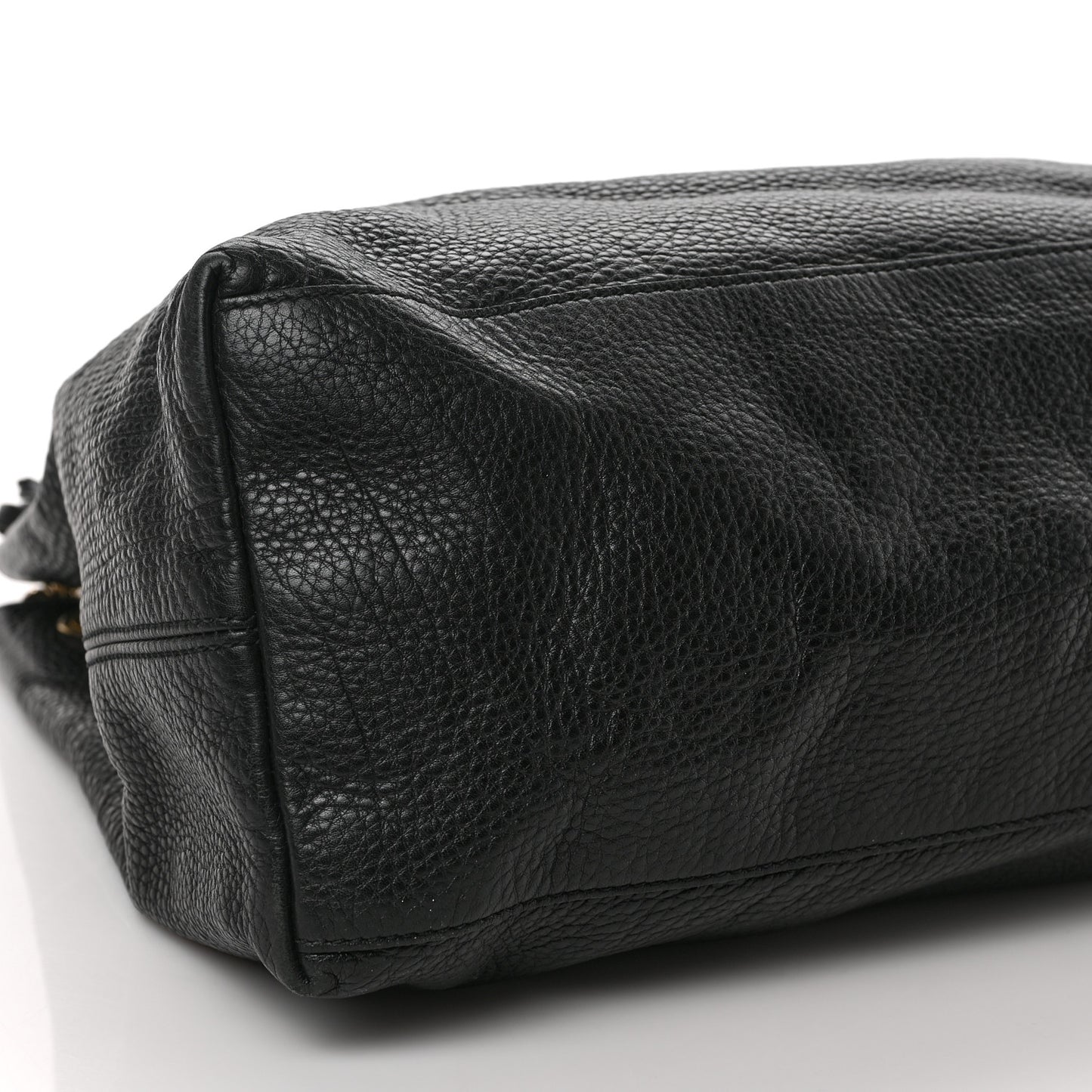 Pebbled Calfskin Large Soho Chain Shoulder Bag Black