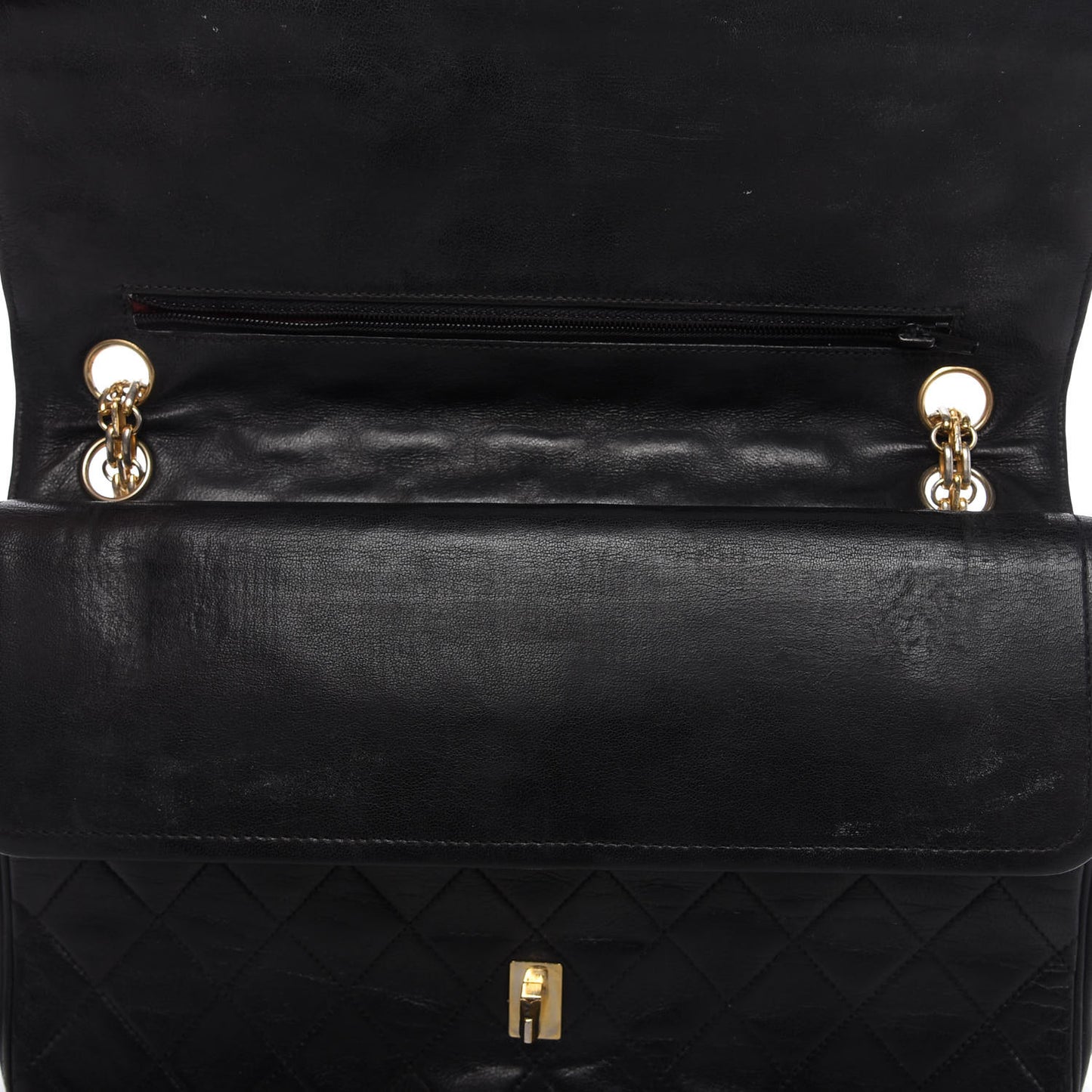 Lambskin Quilted Medium Bijoux Chain Double Flap Black