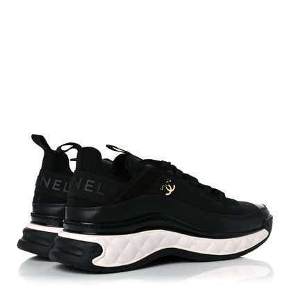 Chanel Velvet Calfskin Mixed Fibers CC Sneakers 38.5 Black 4 of 9