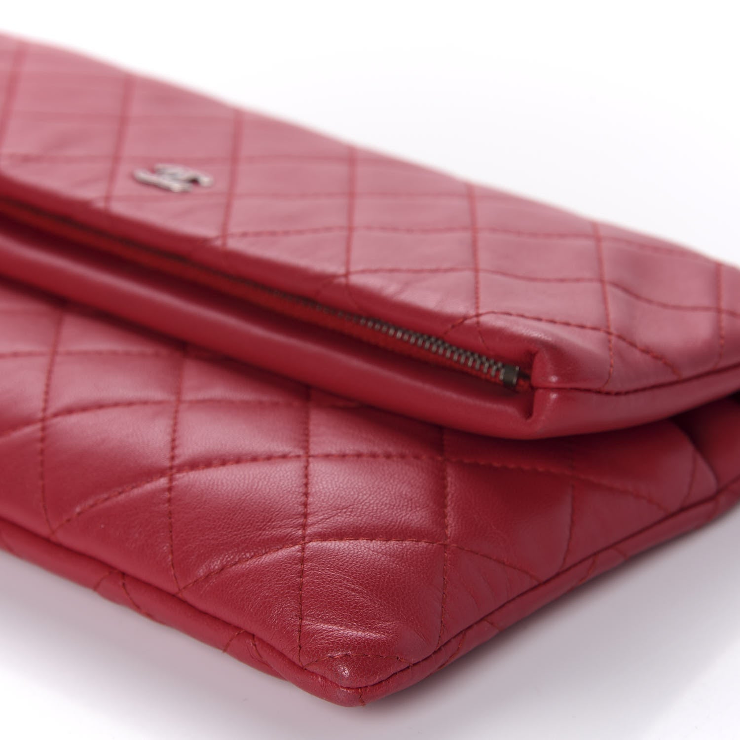 Chanel Lambskin Quilted CC Beauty Clutch Red 7 of 10