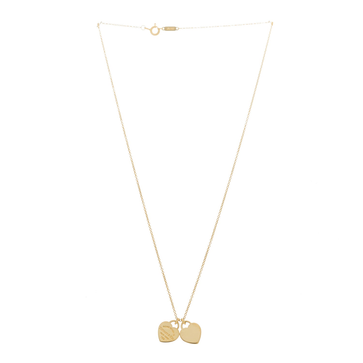 Tiffany 18K Yellow Gold Return to Tiffany Mini Double Heart Tag Pendant Necklace 3 of 6