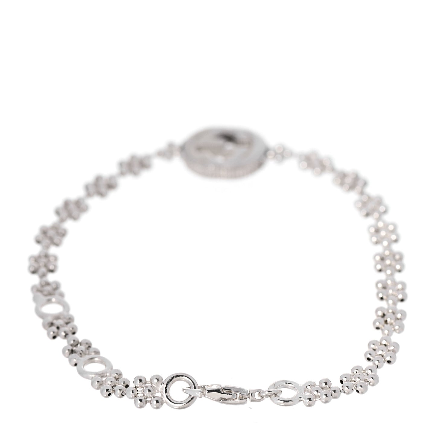 Sterling Silver Interlocking GG Beaded Flower Bracelet